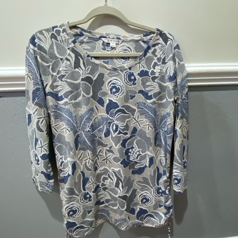 Blue and Cream Flower Top